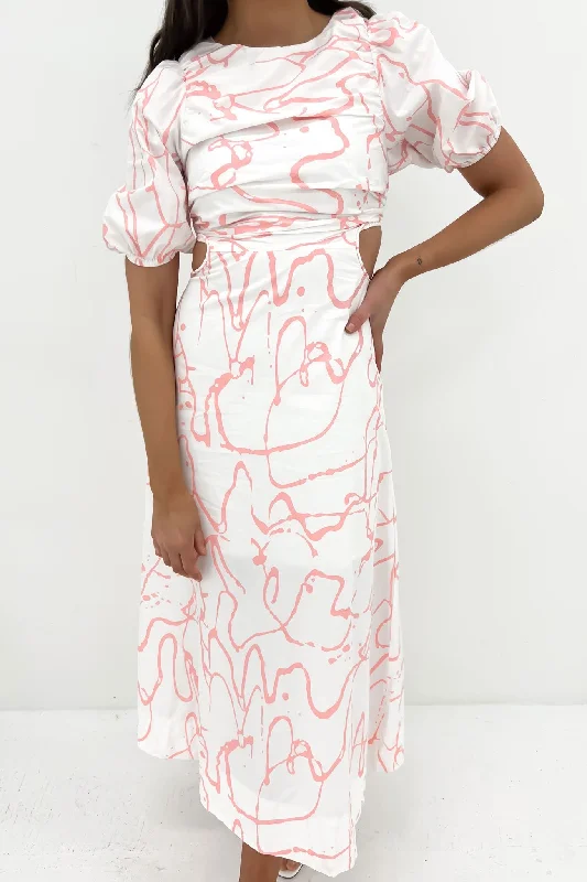 Maxi Dresses for Outdoor Concerts -Miya Maxi Dress White Pink