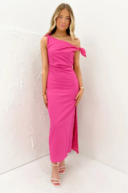 Warm-Velvet Maxi Dresses -Neela Maxi Dress Hot Pink