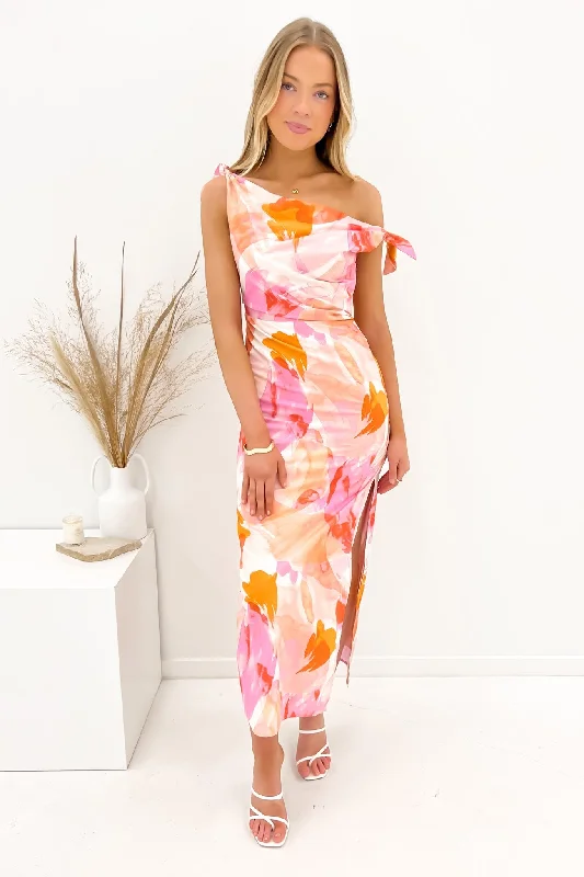 Maxi Dresses for Brunch Days -Neela Maxi Dress Pink Watercolour