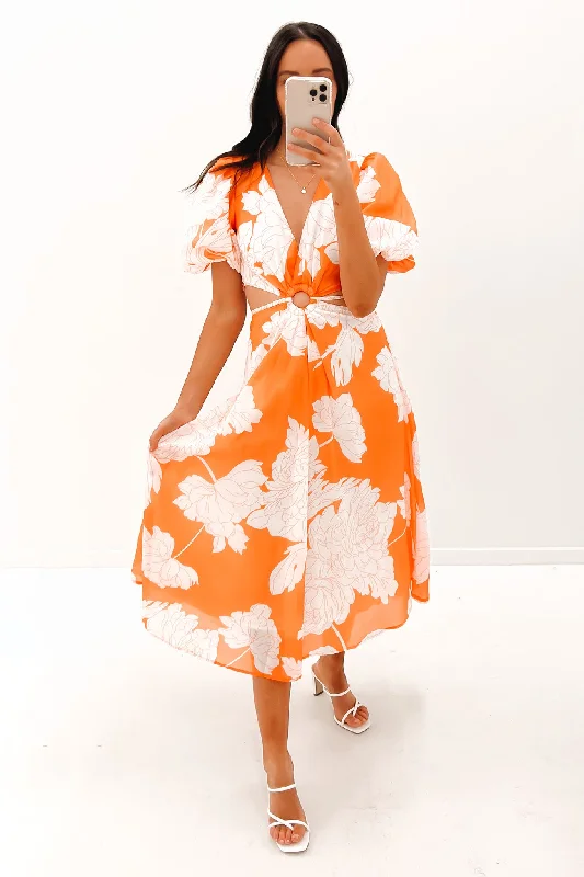 Soft-Chiffon Maxi Dresses -Nicole Maxi Dress Orange