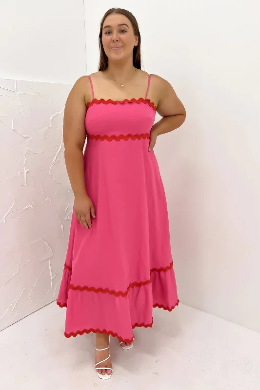 Ruffle-Hem Maxi Dresses -Norah Maxi Dress Hot Pink