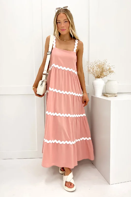 Mesh-Front Maxi Dresses -Peggy Maxi Dress Blush