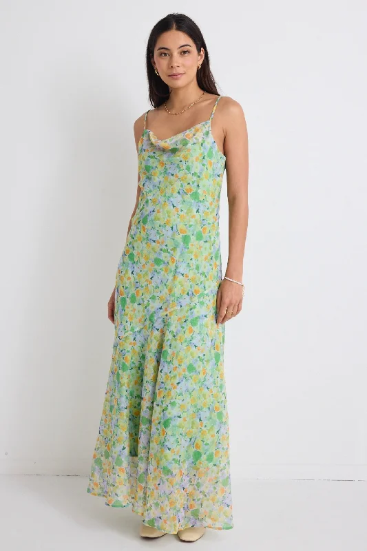 Rich-Velvet Maxi Dresses -Reign Spring Floral Strappy Maxi Slip Dress