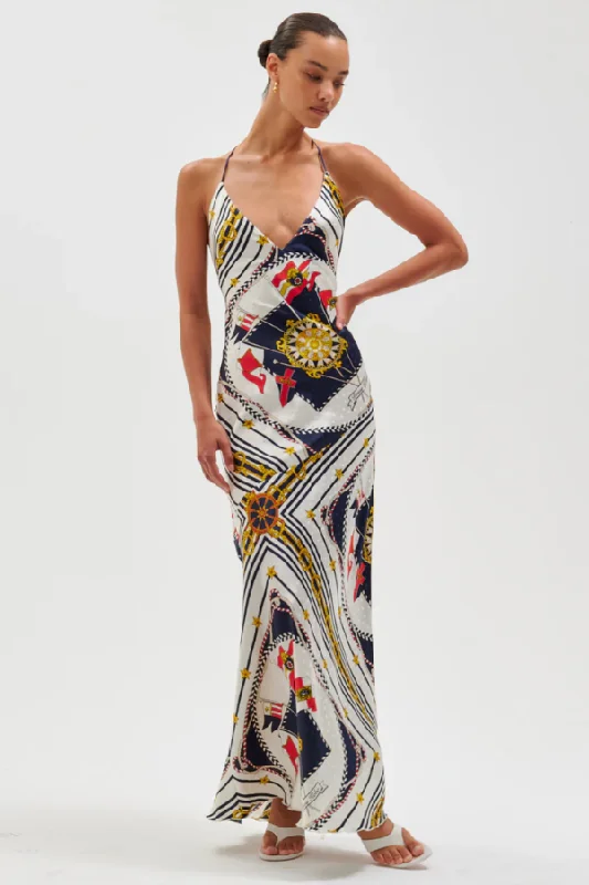 Retro-Print Maxi Dresses -Bethie Dress Multi Scarf