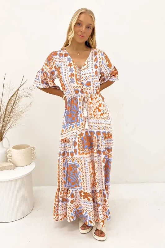 Lace-Up Maxi Dresses -Scarlett Maxi Dress Phoenix Palm