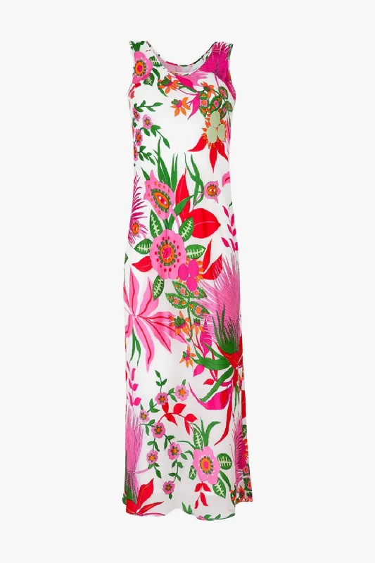 Gathered-Hem Maxi Dresses -South Beach Pink Floral Maxi Dress