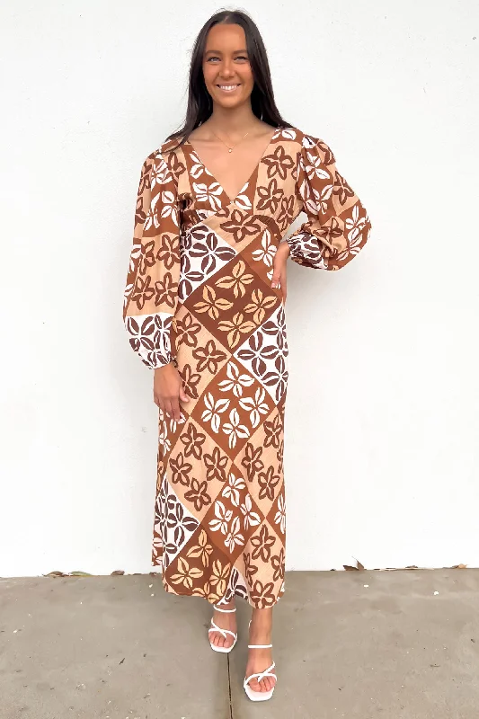 Flowy Maxi Dresses for Ease -Tylah Maxi Dress Brown Milan