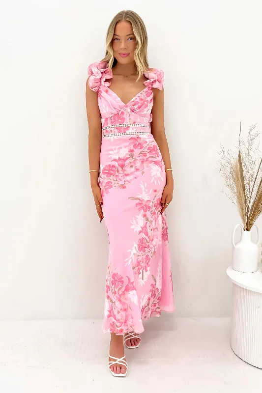 Matte Maxi Dresses for Subtlety -Vance Maxi Dress Pink Whimsical