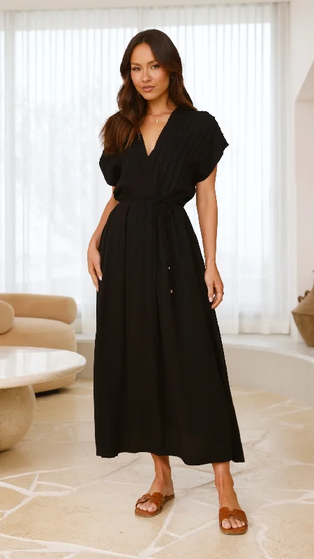 Ruffle-Back Maxi Dresses -Velia Maxi Dress - Black