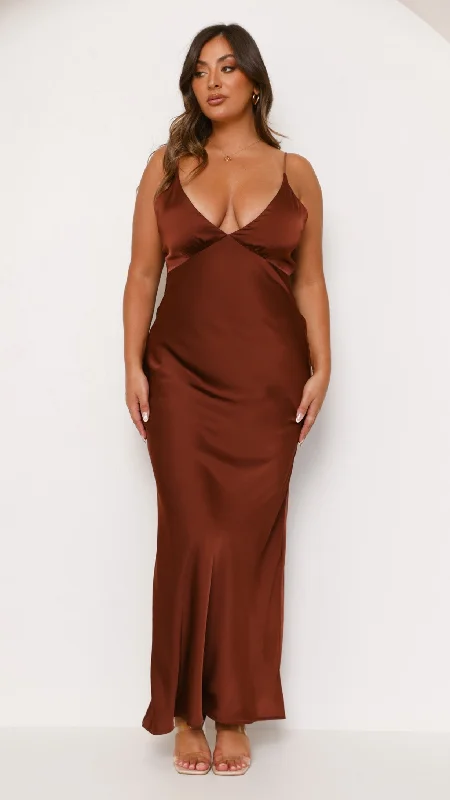 Maxi Dresses for Park Dates -Ziah Maxi Dress - Brown